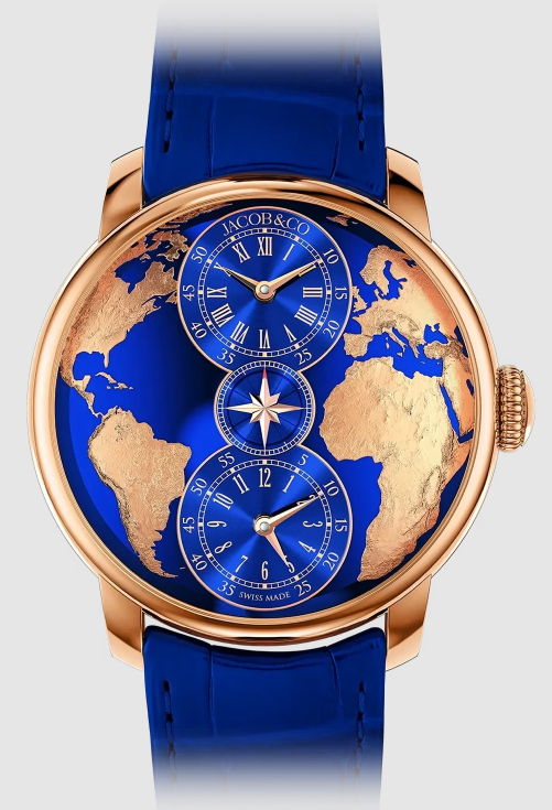 Jacob & Co THE WORLD IS YOURS DUAL TIME ZONE ROSE GOLD Replica Watch DT100.40.AA.AE.A (image for) Jacob & Co THE WORLD IS YOURS DUAL TIME ZONE ROSE GOLD Replica Watch DT100.40.AA.AE.A